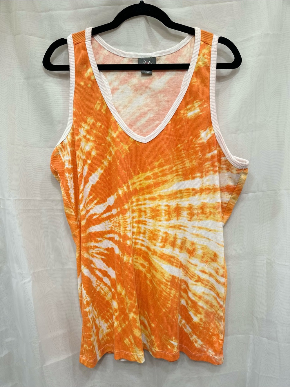 Dots Orange & White Tie-Dye V-Neck Tank